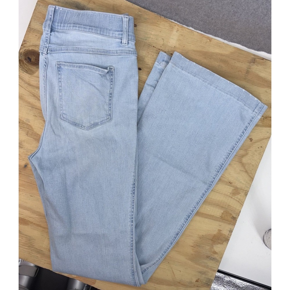 Spanx Flare Jeans Women's Large Retro Light Wash Pull On High Rise Shaping 20348